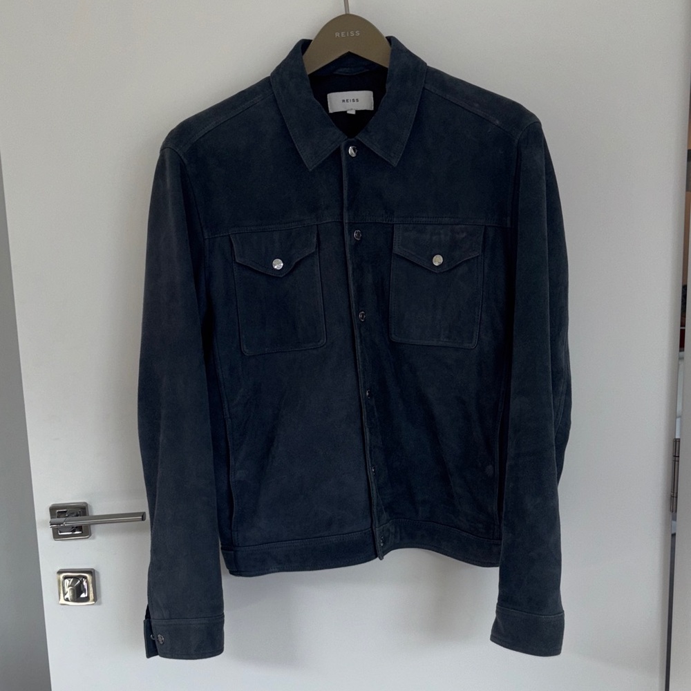 Reiss blue suede trucker jacket